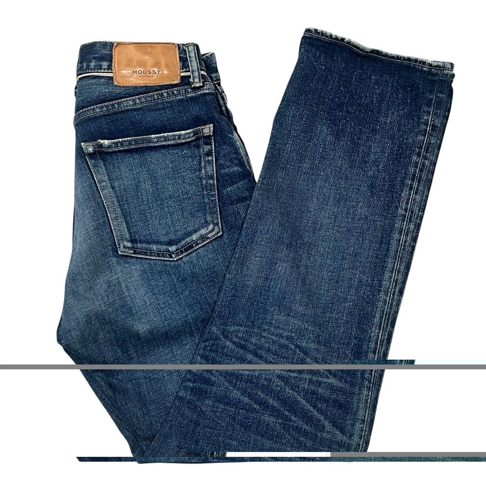 MOUSSY Jeans Straight Leg Button Fly High Waist Blue Denim Women's Size 26 - Picture 7 of 9